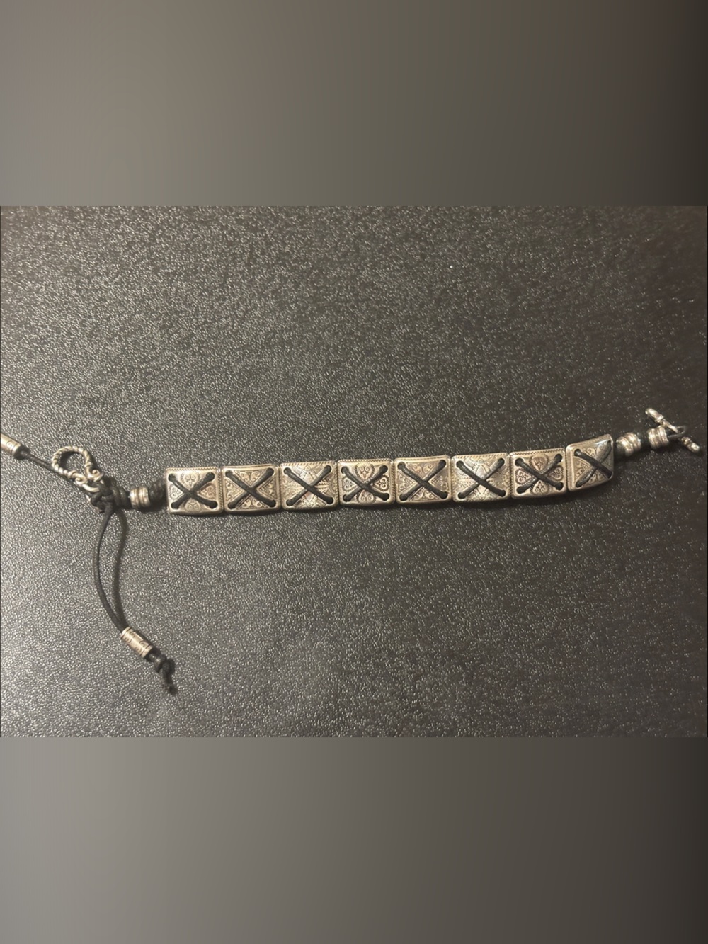 Brighton Silver-Tone Panel Link Cross Square Link Bracelet